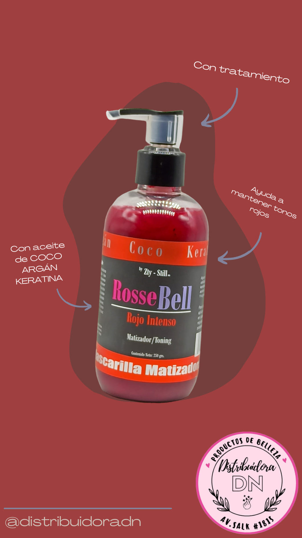 MASCARILLA MARTIZADORA EN ROJO ROSSE BELL